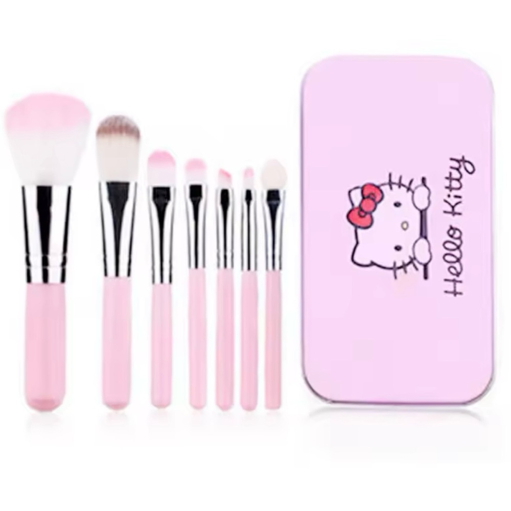 7 Piece Pink Hello Kitty Makeup Brush Set